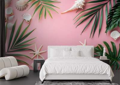 Summer tropical banner - Refreshing design pop colors background Wall mural