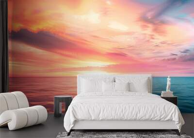 Turquoise sea and beautiful sunset sky banner Wall mural