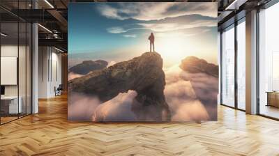 Above clouds. This is 3d render illustration Wall mural