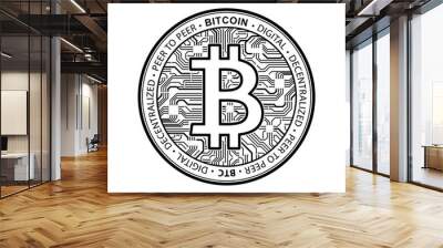 Bitcoin currency crypto coin icon. International stock exchange. Network bitcoin marketing vector banner sign vector illustration Wall mural