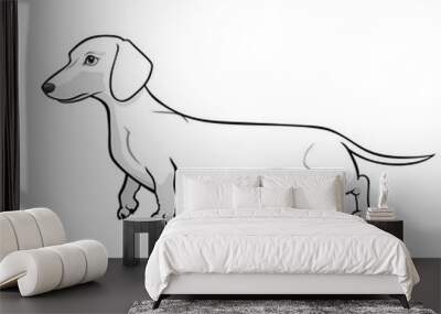 Dachshund Dog Black & White Vector Illustration Wall mural