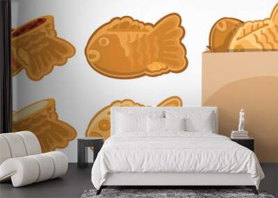 Bungeoppang, Korean Fish-shaped bread. Korean snack illustration vector.	 Wall mural