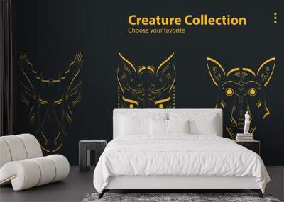 background vector design art symbol graphic illustration social magic mythology fantasy collection face wild monster cartoon set mystic object gorgon myth website wallpaper cute comic character Wall mural