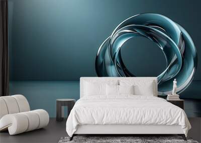 3D render abstract glass object overlapping circles modern design Wall mural