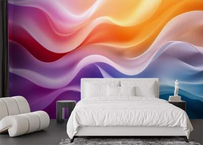 A dynamic and colorful abstract background featuring smooth, flowing curves in a gradient of vibrant hues Wall mural