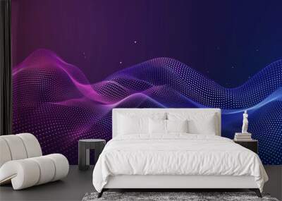 Abstract background of a blue and purple gradient with wavy dotted patterns, ideal for digital designs and wallpapers. Wall mural