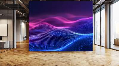 Abstract background of a blue and purple gradient with wavy dotted patterns, ideal for digital designs and wallpapers. Wall mural