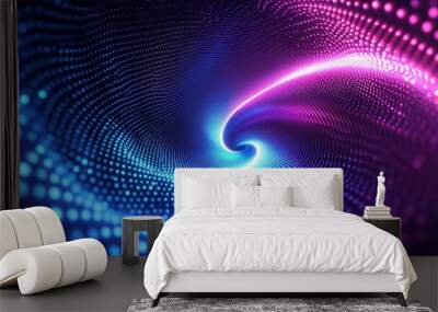 Abstract digital art of a swirling blue and purple background with white dots, creating a futuristic and tech-inspired visual Wall mural