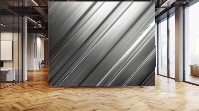 Abstract: High-resolution image of a metallic surface with diagonal lines, suitable for backgrounds, textures, and industrial design. Wall mural