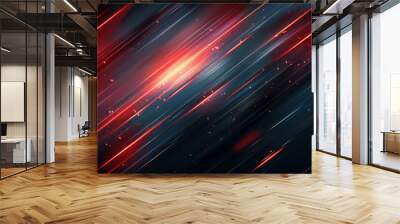 Abstract red and black background with dynamic light streaks, ideal for tech and digital designs.
 Wall mural