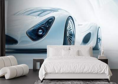 Automotive photography of a sleek white sports car Wall mural