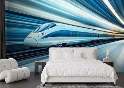 Dynamic image of a fast-moving train with motion blur, ideal for travel and technology-themed projects Wall mural