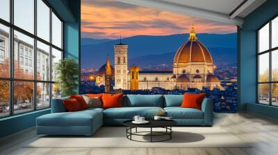 Twilight at Duomo Florence in Florence, Italy Wall mural