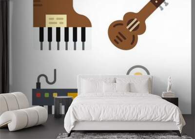 4 jazz icon. Vector illustration jazz set. piano and singer icons for jazz works Wall mural