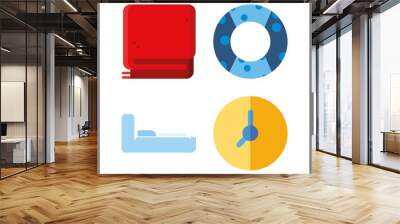 4 sleep icon. Vector illustration sleep set. clock and blanket icons for sleep works Wall mural