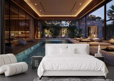 A luxury residence featuring a swimming pool as a central element of the home's leisure facilities Wall mural