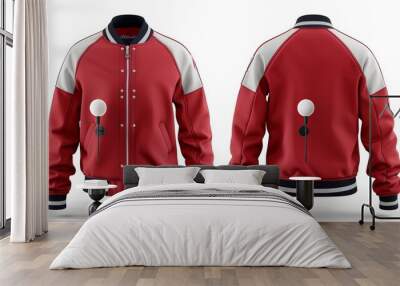 A varsity jacket, displayed in front and back views with team wear colors for a sporty look Wall mural