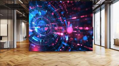 Abstract tech background. Futuristic technology interface with geometric shapes Wall mural