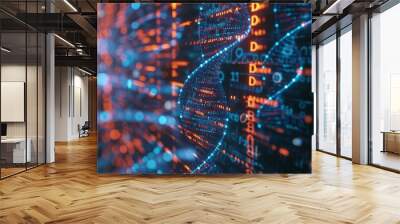 Biotechnology bioinformatics concept of DNA and protein letter background, DNA and protein sequence 3d render Wall mural