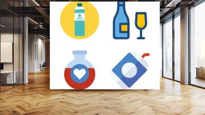 drink icons set. health, refreshing, man and winery graphic works Wall mural