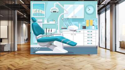 Flat Style Dental Office Concept with Equipment Wall mural