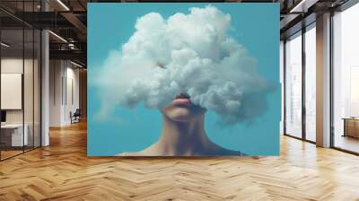 Head in the clouds minimalist concept Wall mural