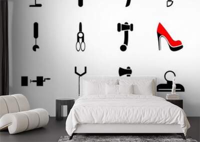 icon Instruments And Tools with instruments, fire, dress, linear and ax Wall mural