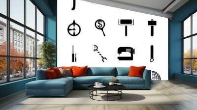 icon Instruments And Tools with north, cutting tool, isntrument, hand drill and clothing Wall mural