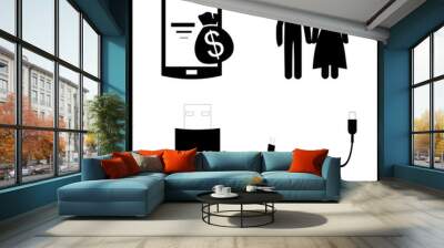 laptop vector icons set. husband and wife, telephone payment and usb in this set Wall mural