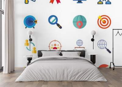 marketing vector icons set. quality, megaphone, inbox and stats in this set Wall mural