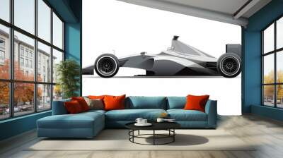 race single seater F1 3d car icon transport jet sport racing symbol concept art design template vector isolated grey silver power hybrid white background Wall mural