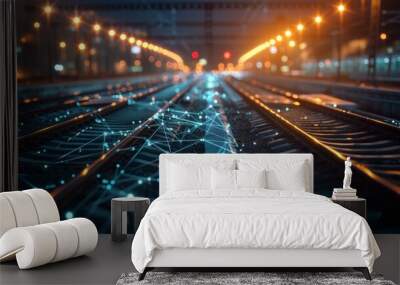 Railroad and technology concept. Traffic network Wall mural