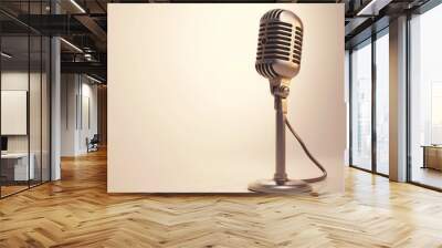 Retro style microphone isolated on white background Wall mural