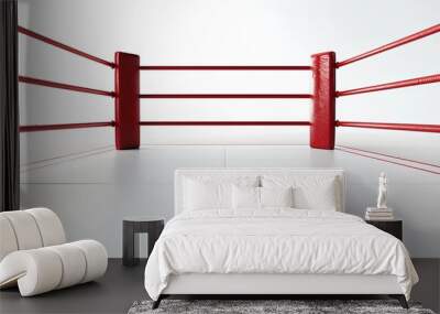 The red and white corners of a boxing ring isolated on a white background Wall mural