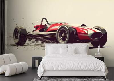 Vector illustration of a vintage sport racing car Wall mural