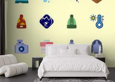 winter icons set. climate, closeup, studio and feet graphic works Wall mural