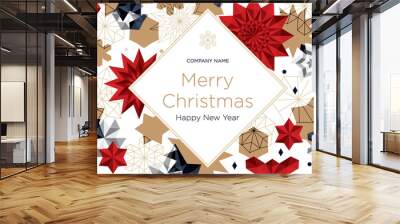 Christmas corporate greeting card.  Trendy design template of leaflet cover, flayer, card, beauty salon, spa, restaurant, club. Vector illustration. Wall mural