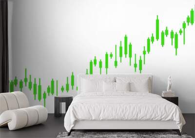 green stock price chart, bull market, up ,stock index graphics, Candlestick chart patterns Wall mural