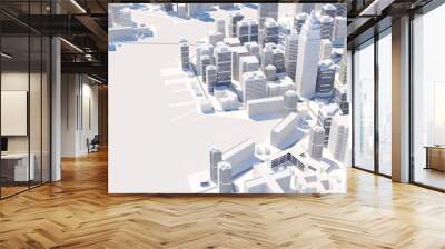 High-rise building in the city's business district Roads and rivers exist. ,Office buildings and high-rise structures. ,Low-polygon cityscape and architecture ,3d rendering Wall mural