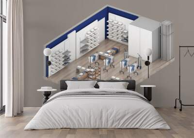 Isometric view of a clothing store,shopping malls, 3d rendering. Wall mural