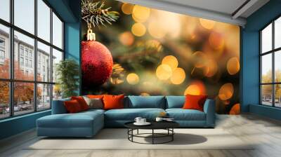 Merry Christmas and happy New Year background, Copy space, Panorama Wall mural