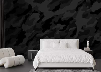 Dark camouflage pattern for army. Trendy camouflage military pattern.  Wall mural