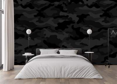 Trendy camouflage military pattern. Dark camouflage pattern for clothing design. Wall mural