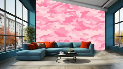 vector camouflage pattern for clothing design. Pink camouflage military pattern Wall mural