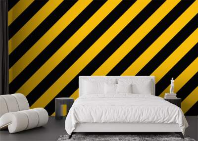 vector seamless warning pattern. Geometric diagonal vector background. black and yellow lines on the background Wall mural