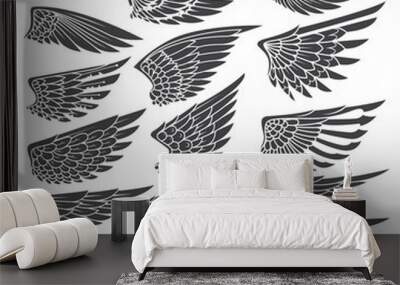 Big Set sketches of wings Wall mural