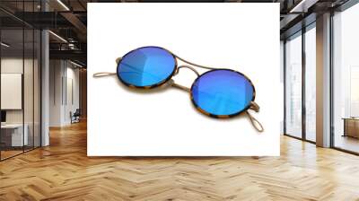 Fashion sunglasses with modern design on white background Wall mural