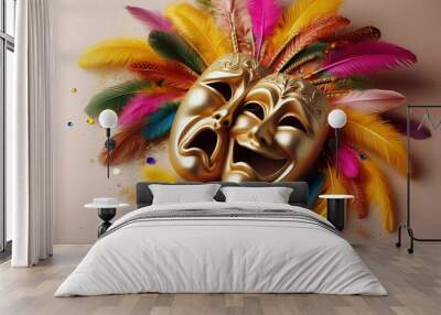 crying and laughing theater mask Wall mural