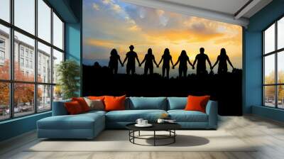 Group of people holding hands team unity Wall mural