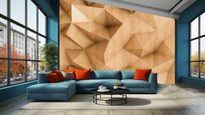 Polygonal abstract background with wood texture Wall mural